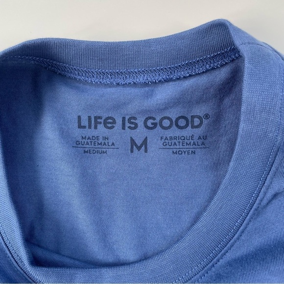 Life Is Good Men's Blue Jake Fist Pump Golf Crusher Tee, Size Medium EUC - Picture 3 of 7